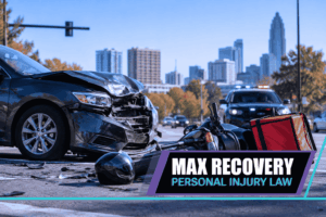 Delivery driver vehicle after a crash, illustrating a DoorDash accident claim in North Carolina